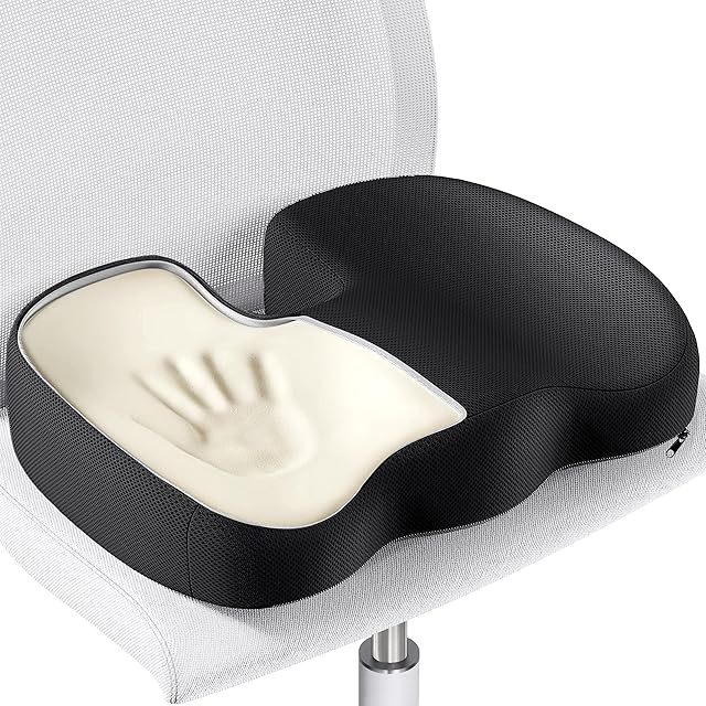 Benazcap Seat Cushion for Office Chair Breathable Seat Pads, Memory Foam for Pain Relief, Non-Slip Coccyx Cushion Washable Removable Cover for Desk Chair/Car Seat/Gaming Chair/Wheelchair,Black