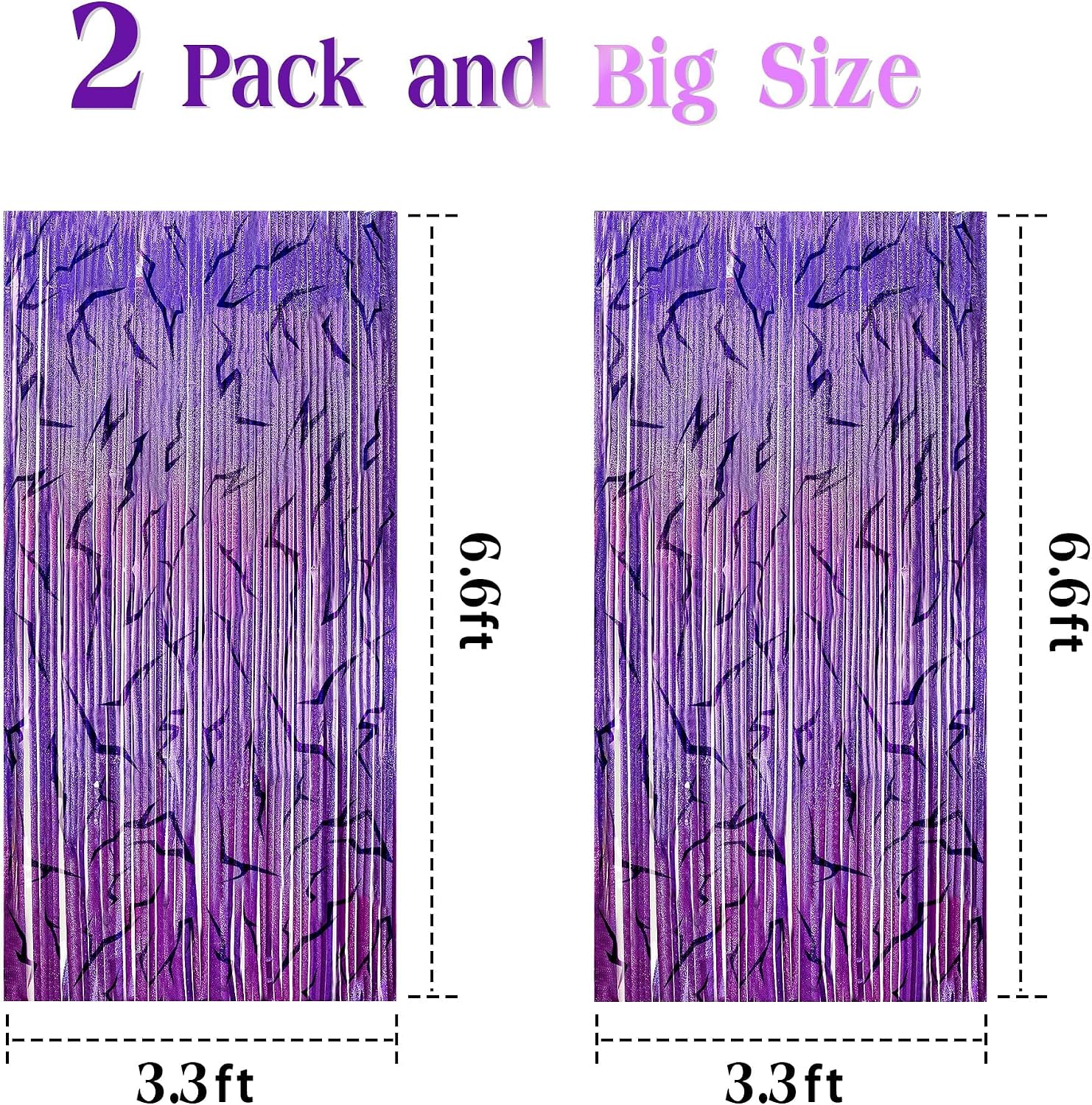 K-Demon Hunters Birthday Sparkly Foil Fringe Curtains Decoration, Demon Purple Energy Pattern Backdrop Holographic Laser 6.6ft Streamer-Korean Idol Movie Decor for Party Birthday Babyshower Bachelor