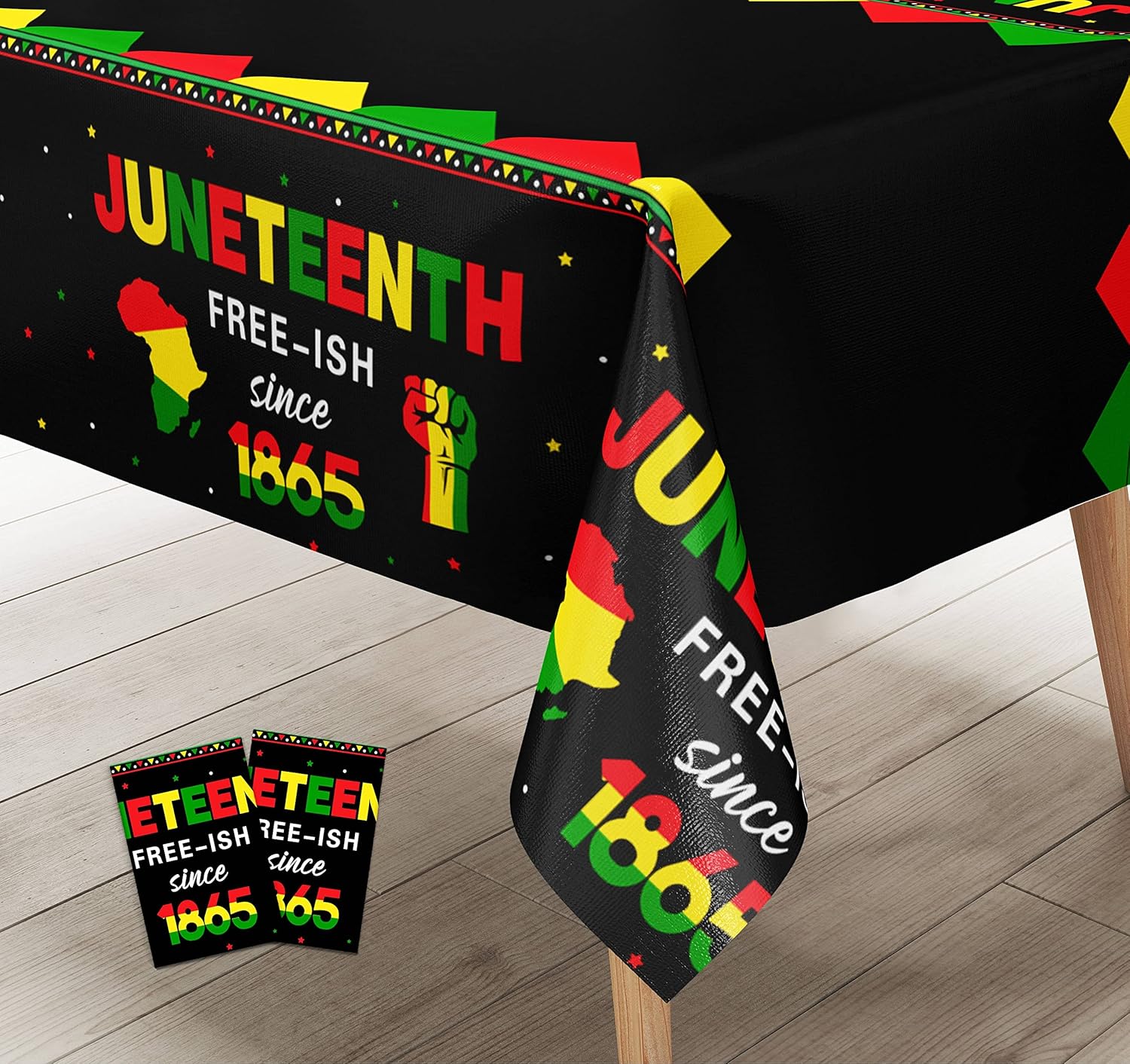 2 Packs Happy Juneteenth Table Clothes - Freedom Day Table Covers Africa American Independence Party Decorations June 19th 1865 African Afro American Festival Plastic Tablecloths for Rectangle Tables