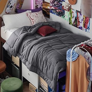 Bedsure Comforter Duvet Insert - Quilted Comforters Twin XL Size, All Season Duvet, GentleSoft Down Alternative Bedding Blanket, with 8 Tabs, Gifts for Women/Men, Dark Grey, Twin XL 92 x 68 Inches