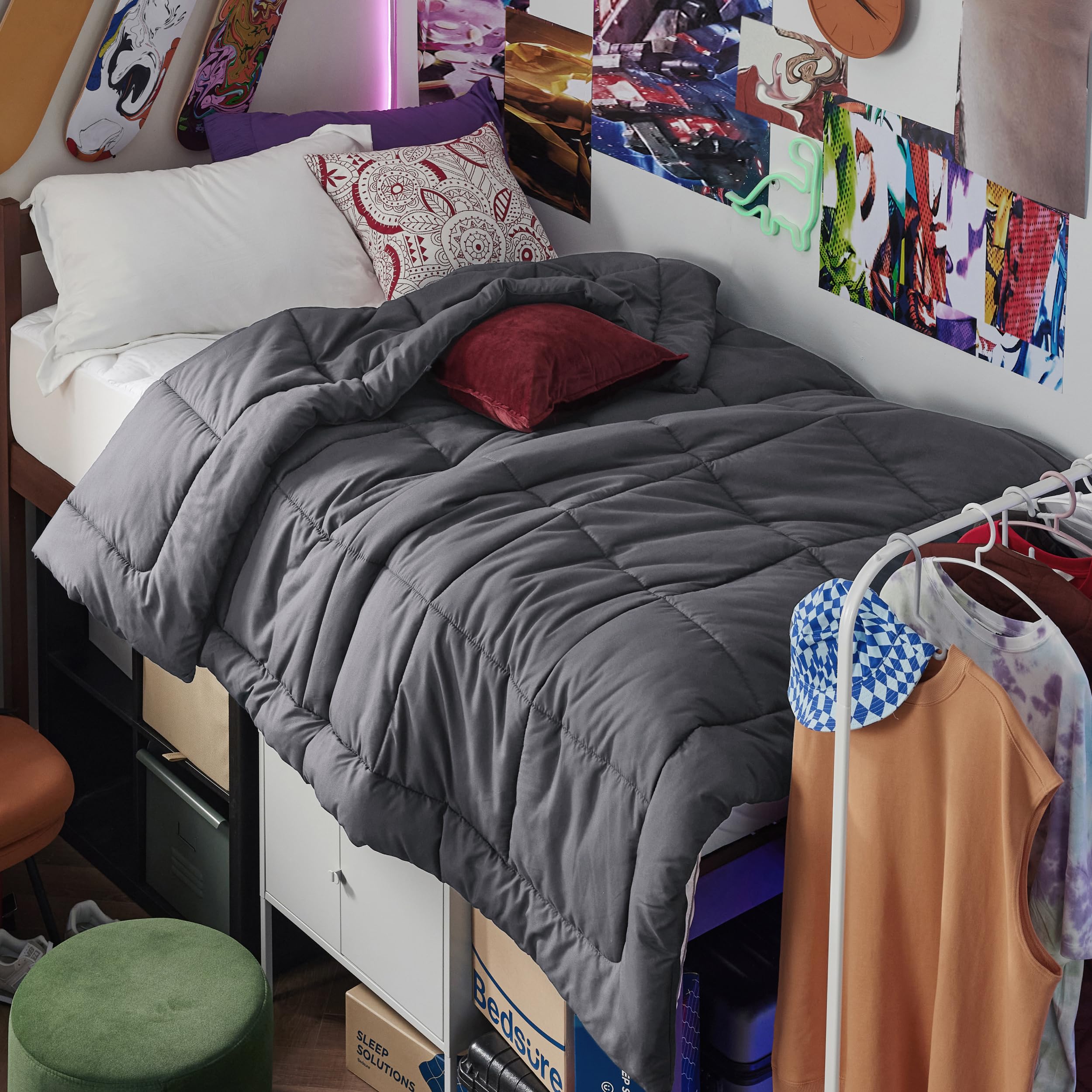 Bedsure Comforter Duvet Insert - Quilted Comforters Twin XL Size, All Season Duvet, GentleSoft Down Alternative Bedding, with 8 Tabs, Gifts for Women/Men, Grey, Twin XL 92 x 68 Inches