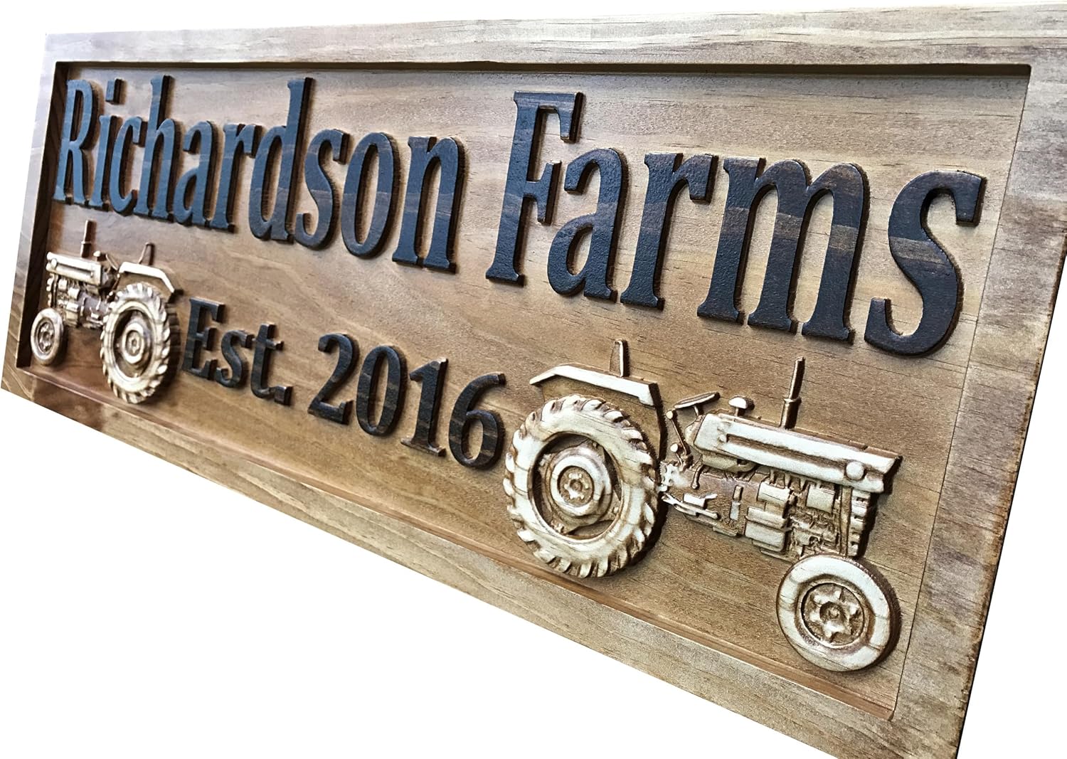 Custom Farm Sign | Personalized Tractor Decor | Wooden Farmer Gift | Wood Wall Family Name Sign | Established Tractor Sign | Carved Farmhouse Sign | Ranch Decor | Outdoor Ranch Sign