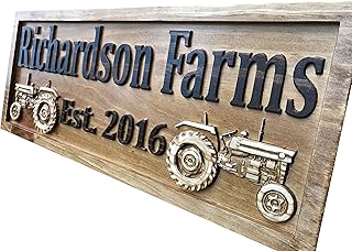Custom Farm Sign | Personalized Tractor Decor | Wooden Farmer Gift | Wood Wall Family Name Sign | Established Tractor Sign | Carved Farmhouse Sign | Ranch Decor | Outdoor Ranch Sign