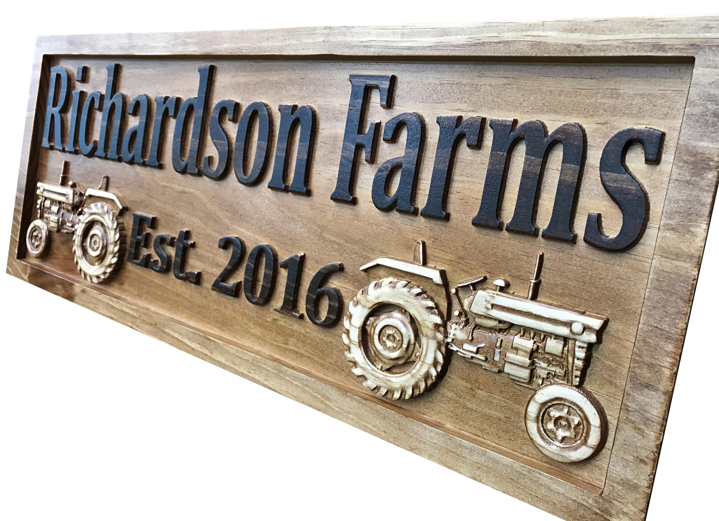 Custom Farm Sign Personalized Tractor Decor Wooden Farmer Gift Wood Wall Family Name Sign Established Tractor Sign Carved