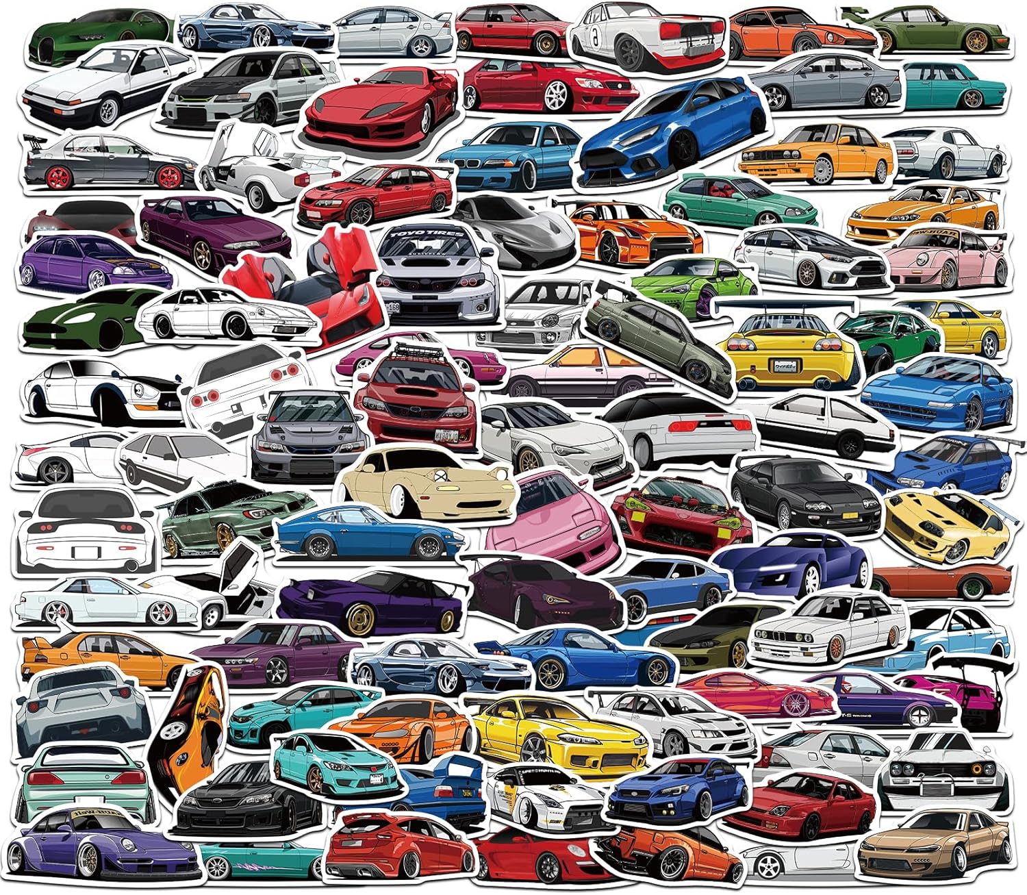 Amazon.com: 100 Pcs Car Stickers, JDM Racing Stickers, Vinyl Waterproof ...