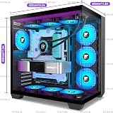 FOIFKIN F300 Boitier PC ATX avec 7 Ventilateur PWM ARGB,Boîtier PC Gamer,Boîtier d'ordinateur Moyen Tour Verre panoramique,ATX Boîtier Noir,Support RAD 360mm,Type-C,Flux d'air élevé (Noir-RGB, F300) - 6