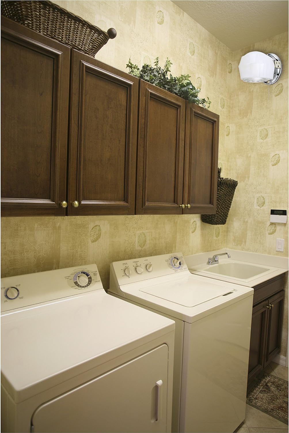 Westinghouse 6640300 2-Light 15" Bath Fixture & 66402 5 1/4" 1-Light Wall Bracket with Outlet, White