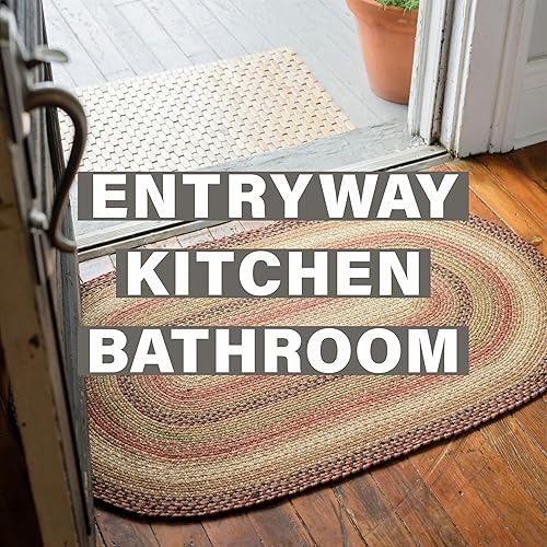 Miniatura 8 de Homespice Alfombras trenzadas de color marrón jengibre estilo campestre de 16 x 24 pulgadas, ovaladas, las alfombrillas de cocina ideales para el