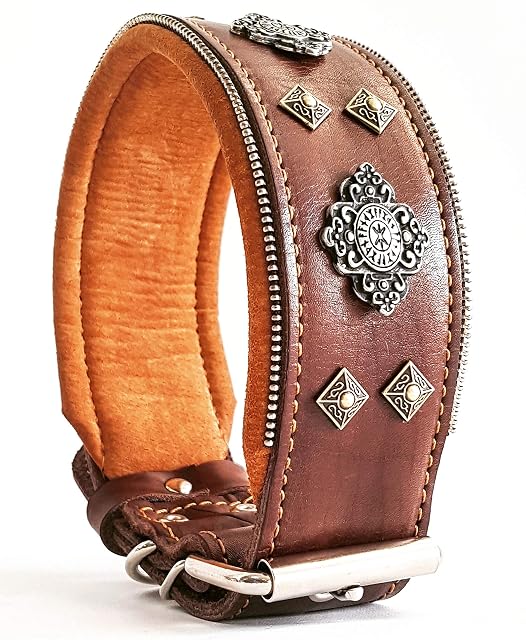 Bestia Collar de Perro Aztec de Cuero Genuino para Perros Grandes