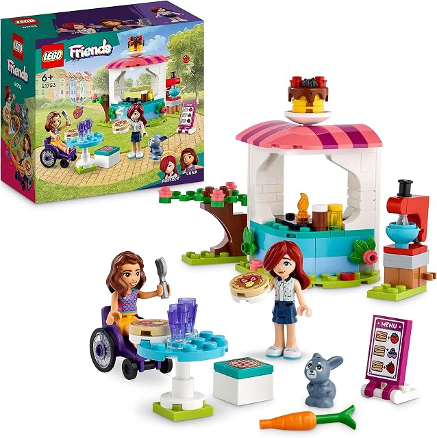 LEGO 41753 Friends Naleśnikarnia, kawiarnia do zbudowania, zestaw klocków z minilaleczkami Paisley i Luną i figurką króliczka, kreatywna zabawka dla 6-latka, mały prezent dla dzieci