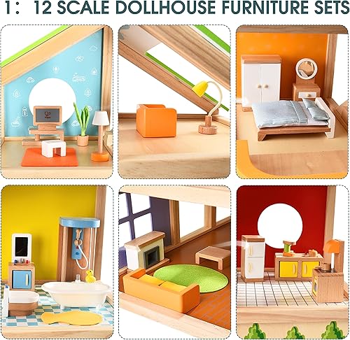 Vista 4 de Casa de muñecas de madera "All seasons" amoblada con accesorios para niños de Hape
