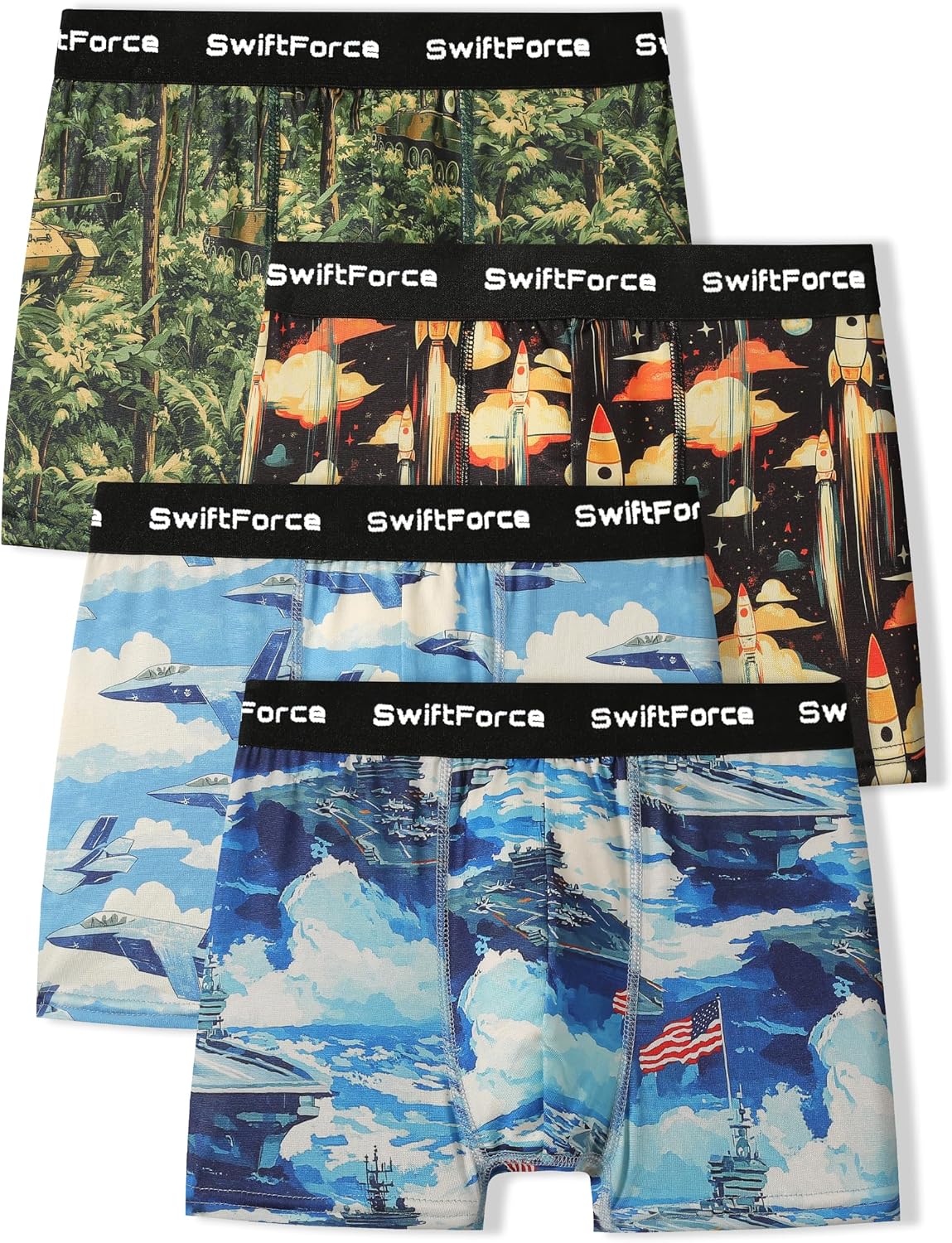 Boys Boxer Briefs, 4 Pack, Extra Soft,Tagless, 4-Way Stretch, Moisture Wicking, Athletic Style with Cooling Effect