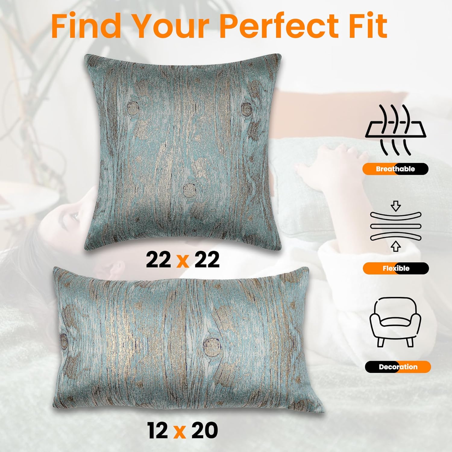 Majestic Giftware 4 Pack Jacquard Decorative Throw Pillow Cover (PC1216L-4PK) | Gold/White Soft & Washable Cushion Covers with Zipper for Sofa, Bedroom (22"x22") Inserts Not Included