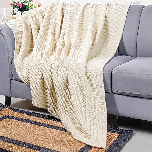 Miniatura 4 de Bed Bath & Home - Manta de 100% algodón, ligera y transpirable, buena para todas las estaciones, suave y acogedora.