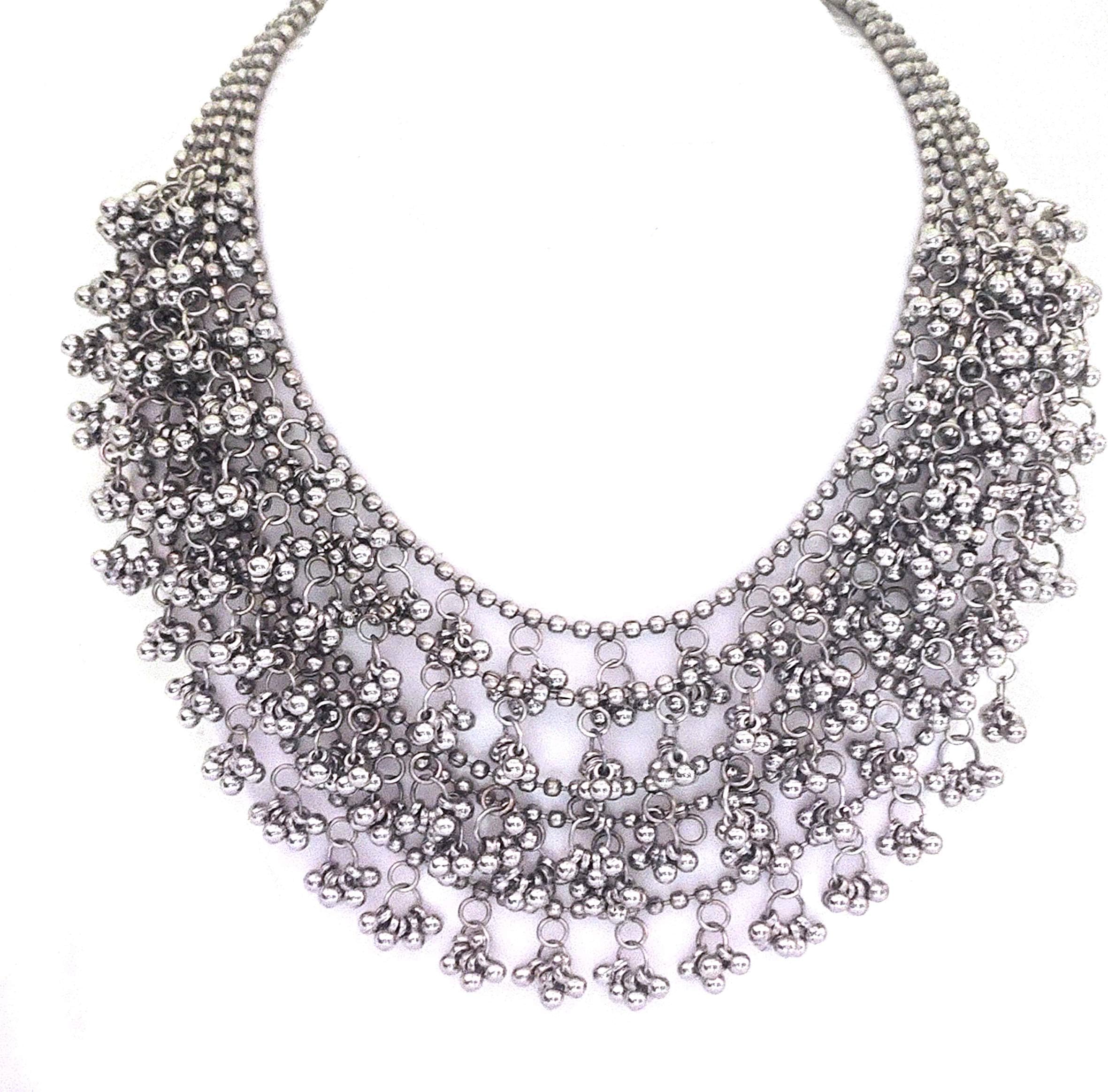 Total FashionLatast Stylish Boho Trible German Silver Oxidised Choker Necklace Jewellery Set Women for Girls