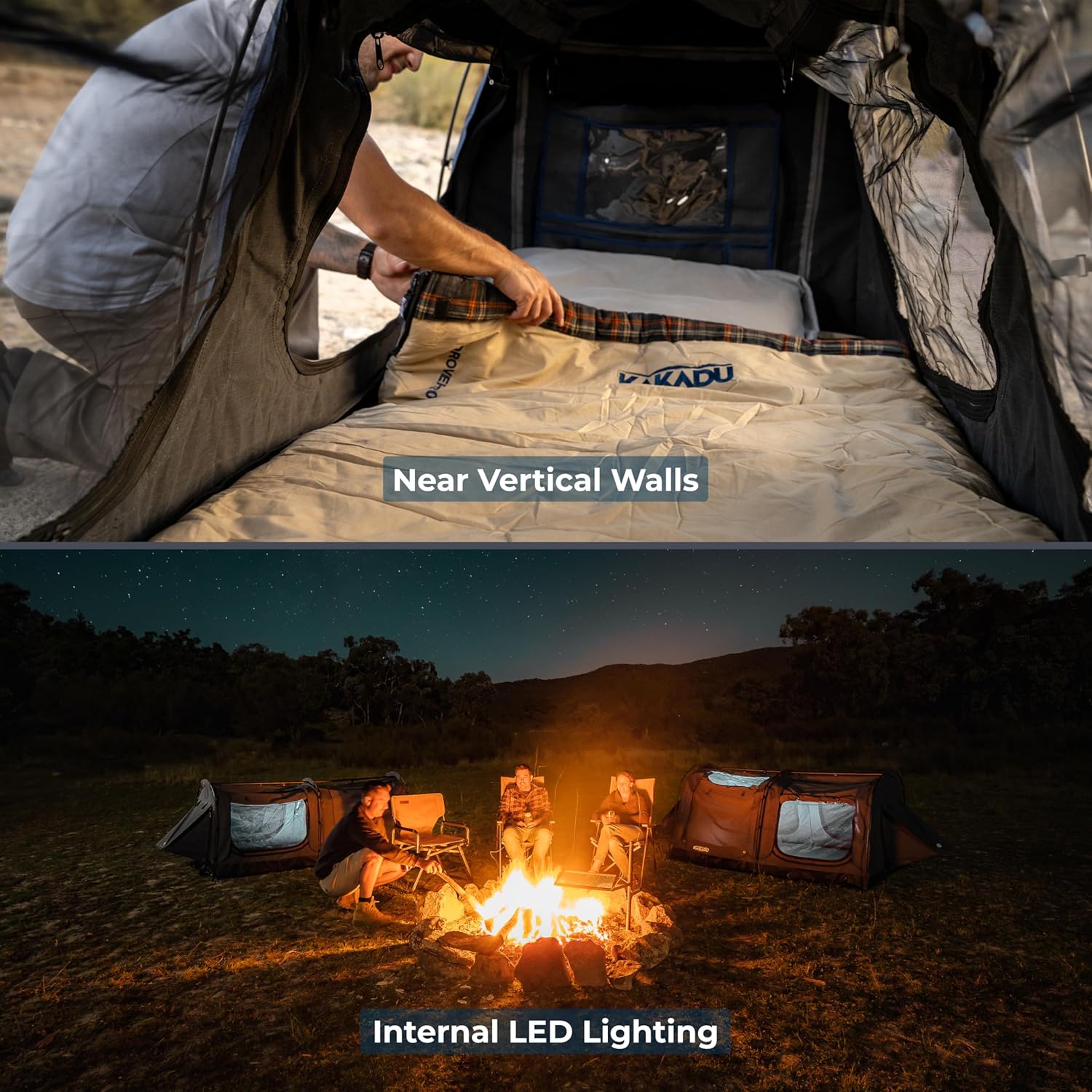 Kakadu Canvas Swag Tent, 1 Person, Australian Polycotton Camping Ground Tent, All Seasons, Waterproof, with 2.75” Foam Mattress, LED Lighting, Carry Bag