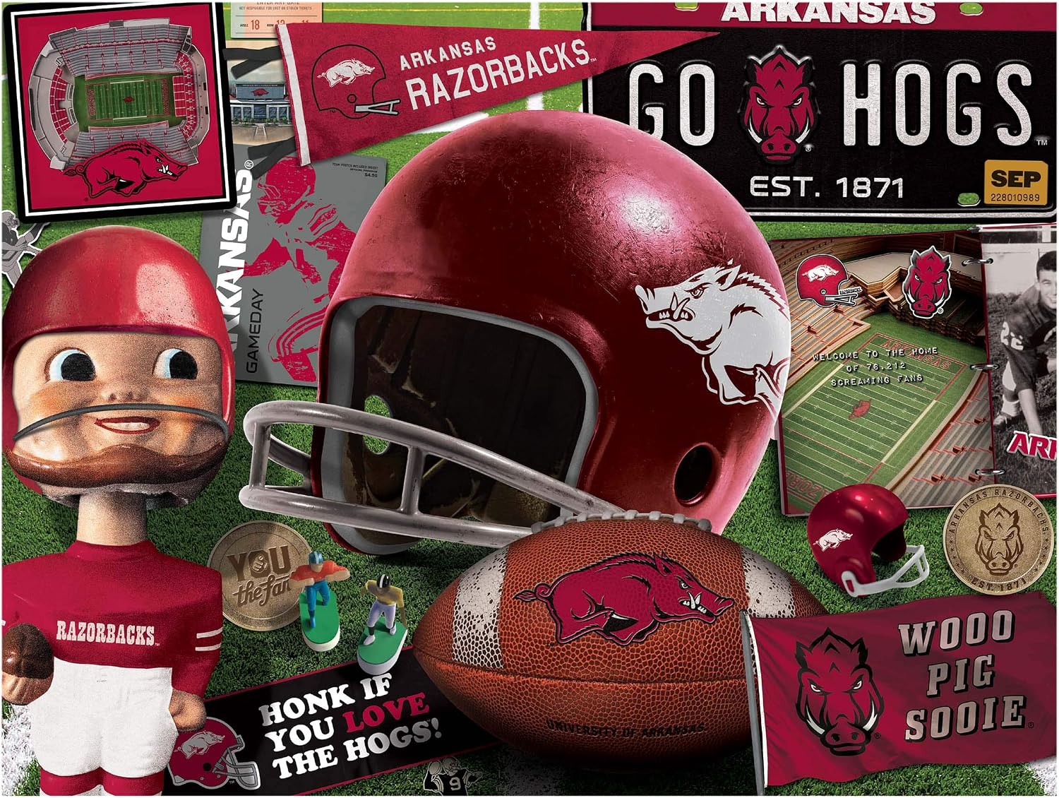 YouTheFan NCAA Arkansas Razorbacks Retro Series Puzzle - 500 Pieces, Team Colors, Large