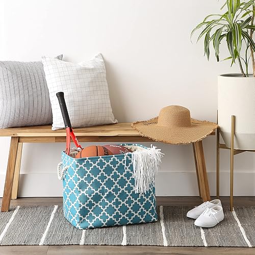 Miniatura 6 de DII Contenedor de poliéster con asas, contenedor de almacenamiento de celosía, grande, azul tormenta