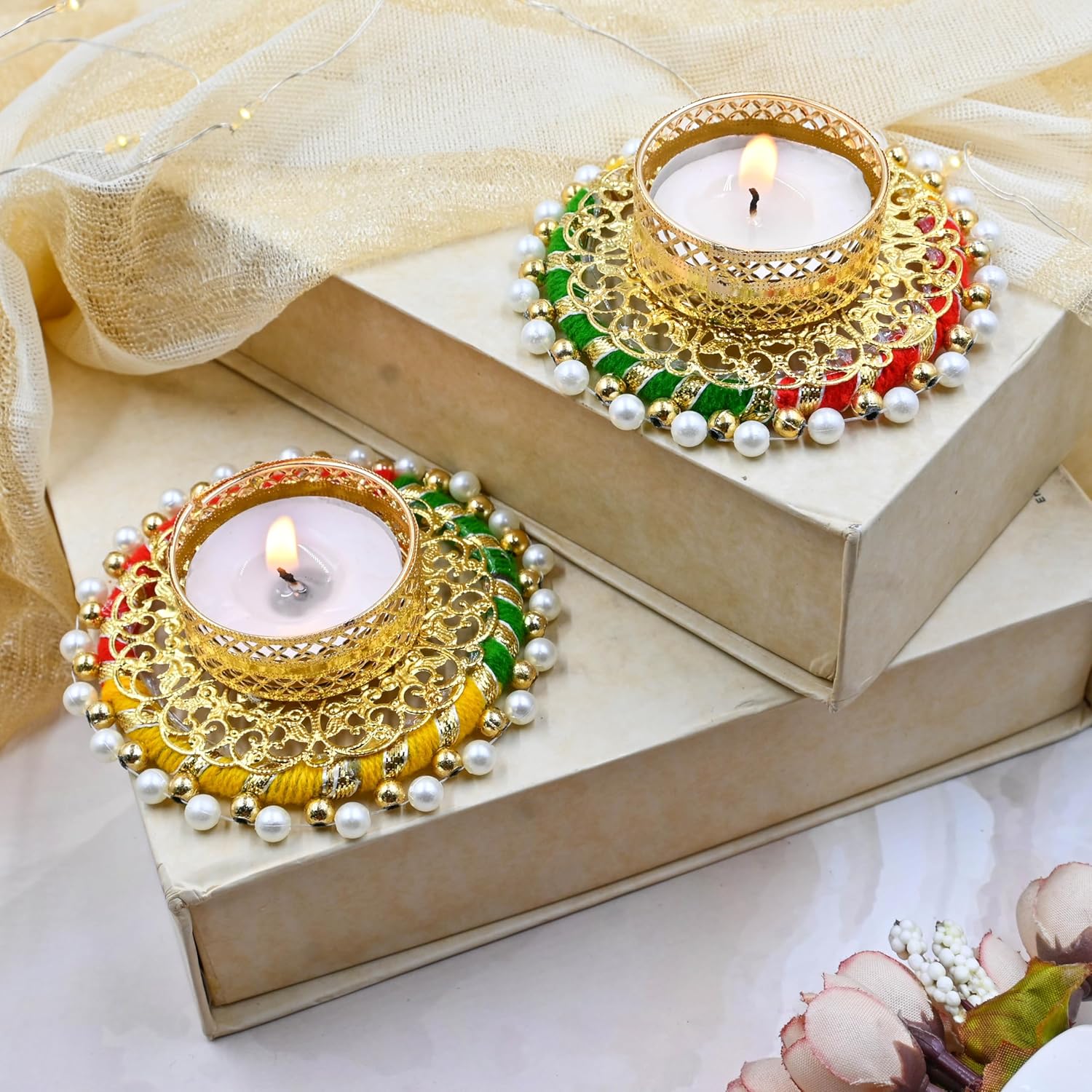 Pack of 20 Indian Decorative Tea Light Candle Holders Traditional Handmade Diya Lamp for Pooja, Diwali Decoration and Festival Gifts for Home