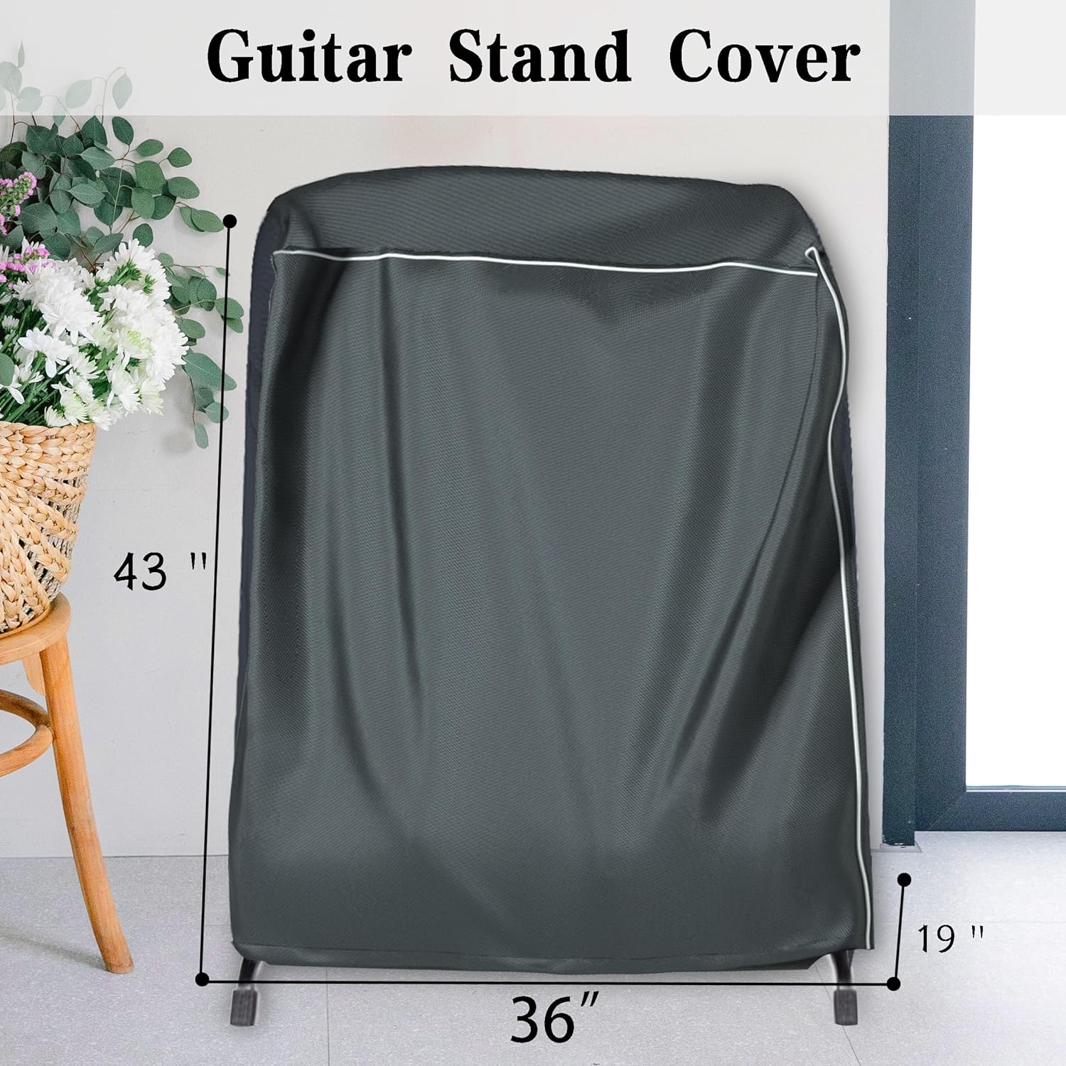 Guitar Stand Cover for Multi-Guitar Rack – Heavy-Duty Water-Resistant Dust Cover with Breathable Vents Drawstring, Fits 3–5 Guitar (43" H × 36" L × 18" W)