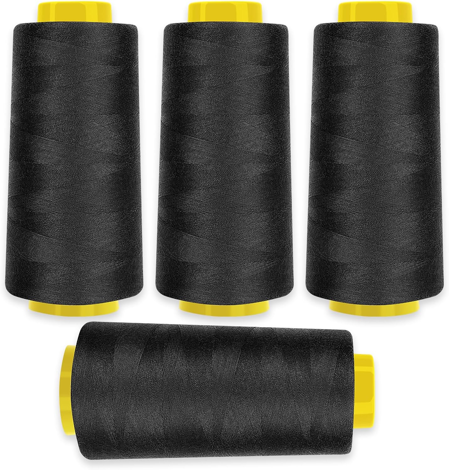 4 Pack Thread for Sewing 3000 Yards White Serger Thread Cones Polyester Thread for Sergers Machine and Overlock Quilting Sewing Machine