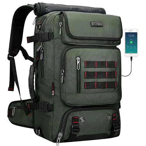 WITZMAN Carry on Travel Backpack for Men Airline Approved Fits 16' Laptop | Nylon 3 in 1 Luggage Duffle Bag with USB Cha