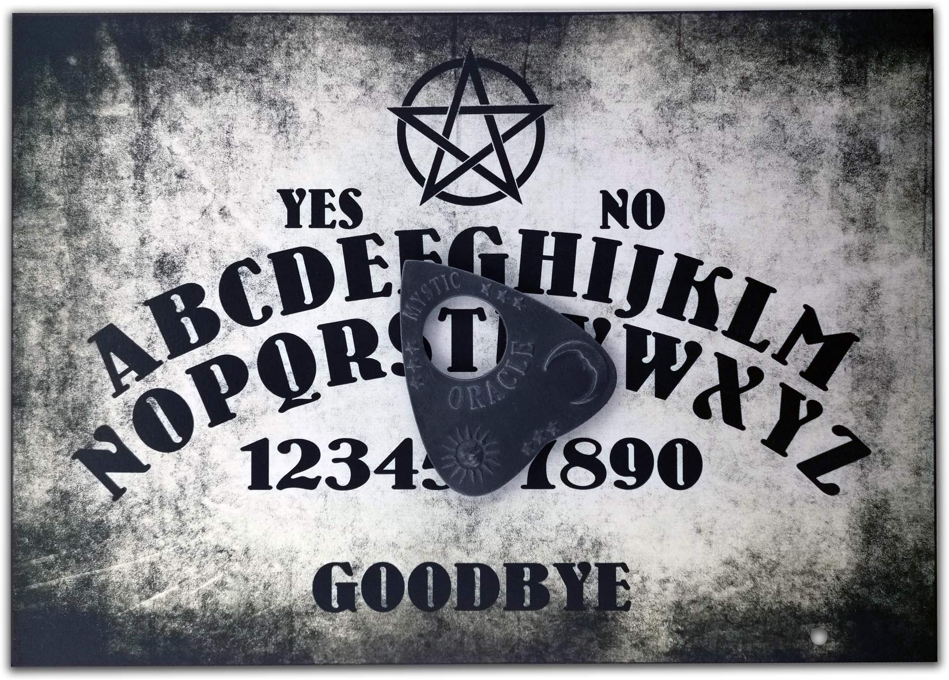 Hand Finished A4 Sized Wooden Pentagram Talking Board Set Complete with 3D Sun, Moon & Stars Planchette, Ouija Style Board with Pagan/Wiccan Theme