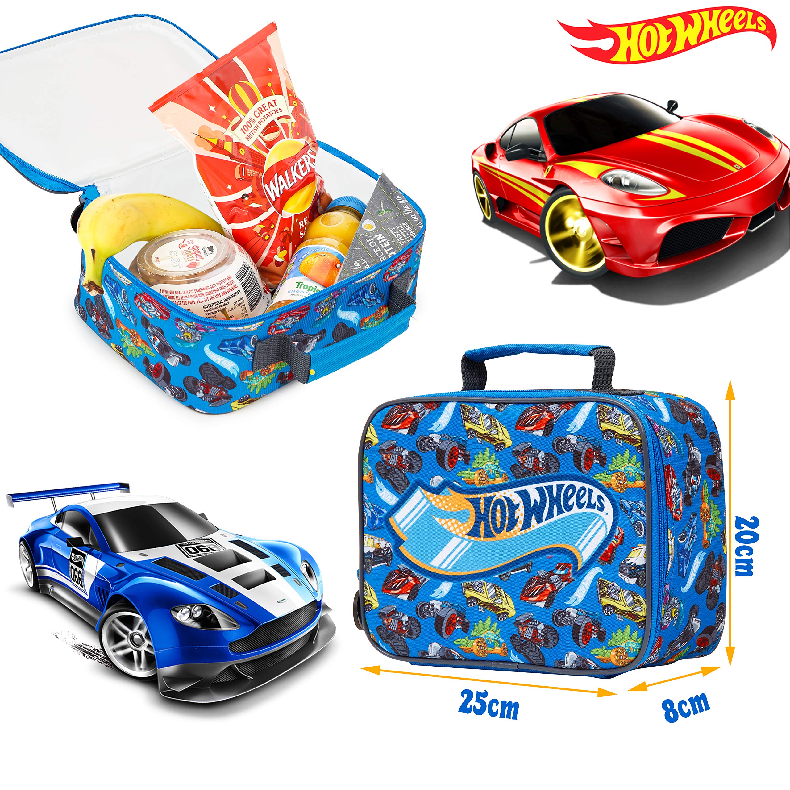 Hot Wheels Borsa termica per bambini, pranzo per bambini, scatola per scolpire per bambini, borsa per pranzo, pranzo e gouter pic nic
