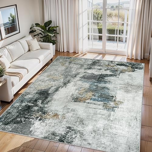 Miniatura 50 de Alfombras de área de 9 x 12 pies para sala de estar, lavables: Alfombra grande abstracta para comedor, dormitorio, alfombra antideslizante de 9 por