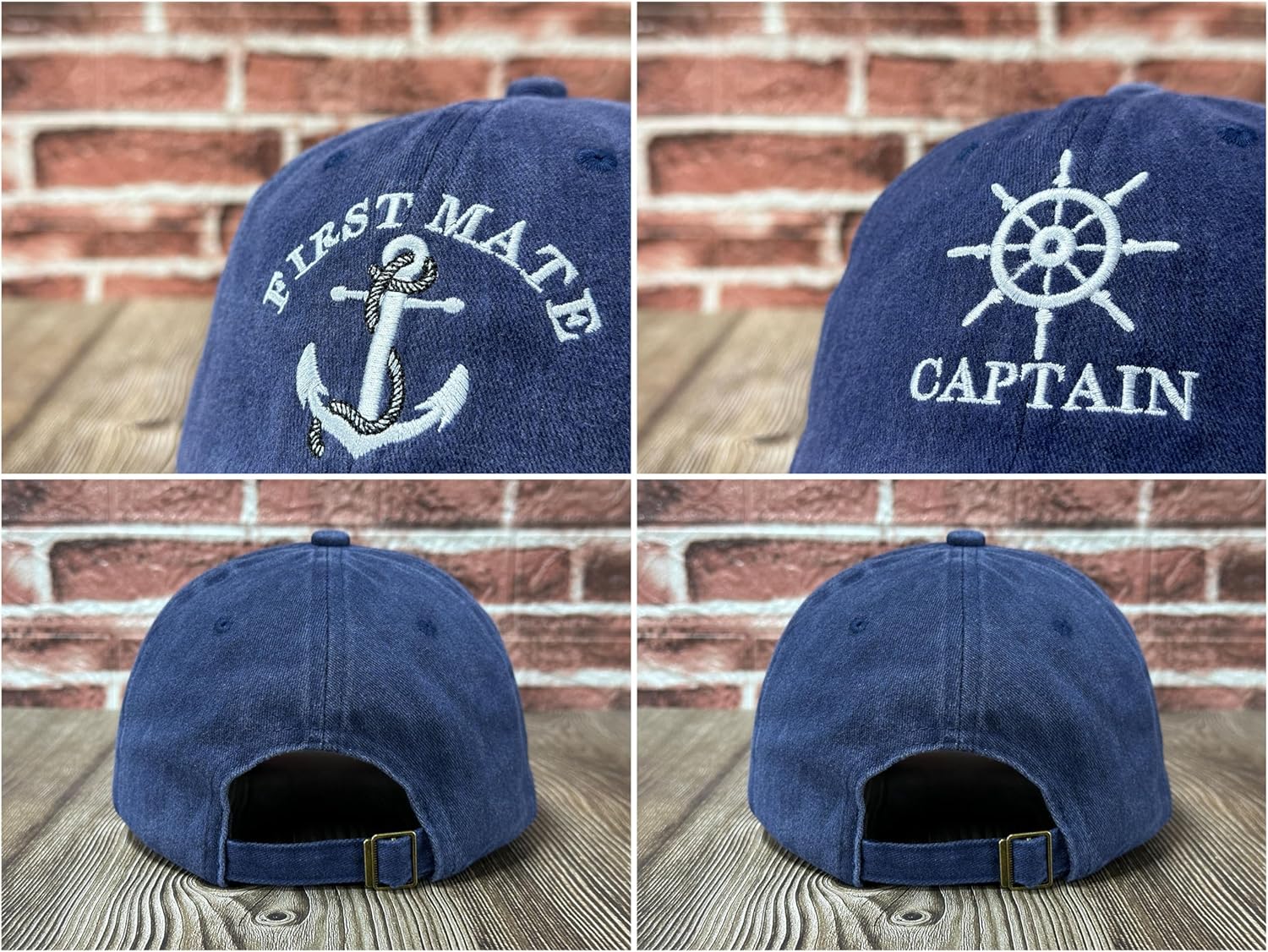 Embroidered Papa Mama Mini Captain First Mate Matching Hats - Image 4