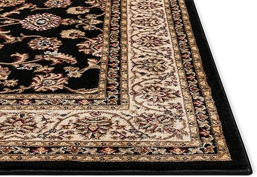 Vista 4 de Well Woven Barclay Collection Sarouk - Alfombra negra de 5 x 7 pies, para sala de estar, dormitorio y comedor
