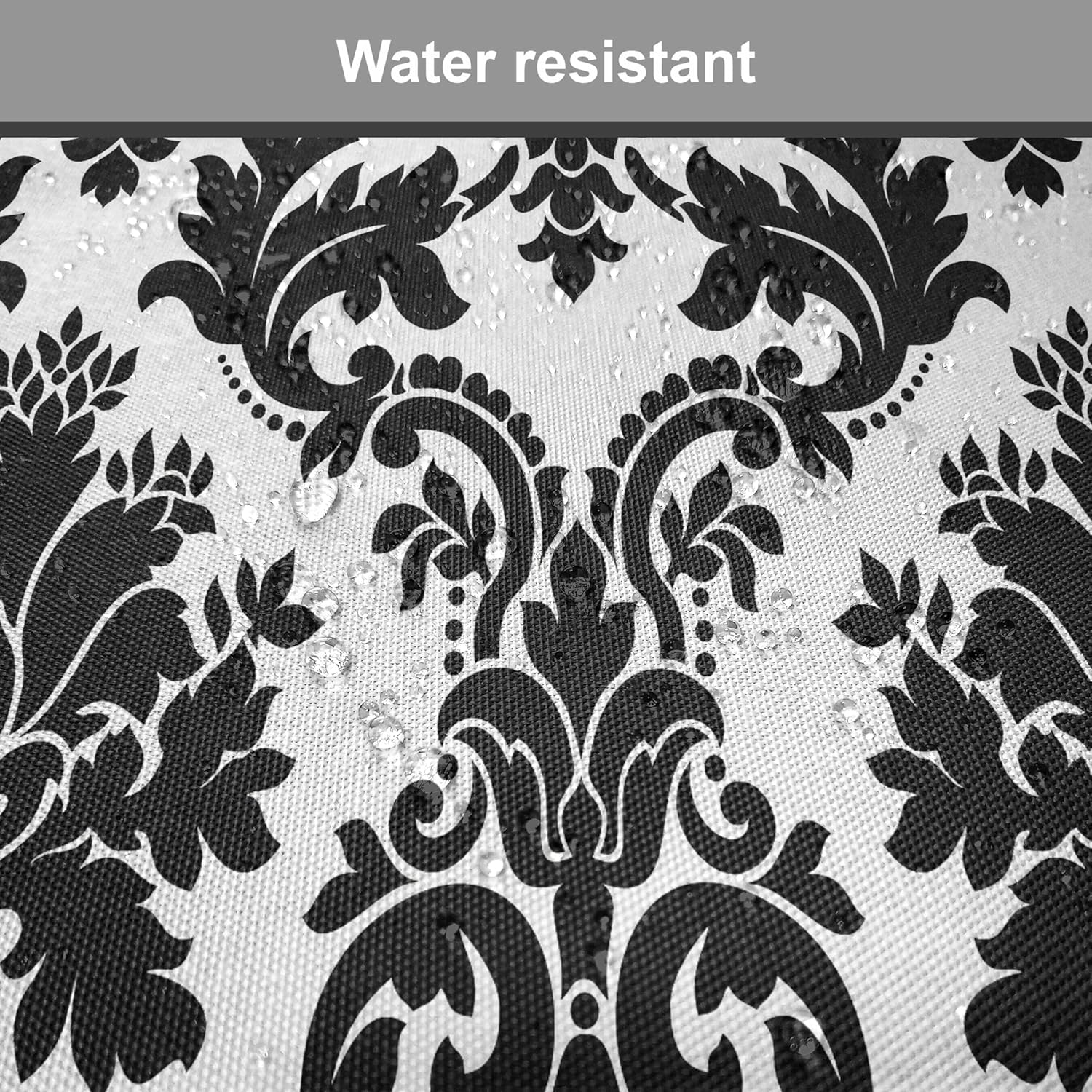 Lunarable Damask Chair Seating Cushion Set of 2, Vintage Style Pattern Classical Victorian Interior Design Elements Floral Print, Anti-Slip Seat Padding for Kitchen & Patio, 16"x16", Black and White