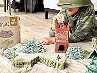 Vista 2 de Bloques de Construcción de Azulejos Magnéticos con Base de Campo de Batalla Militar - Juego con Temática de Guerra del Ejército para Construcción