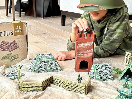 Miniatura 2 de Bloques de construcción magnéticos con base de campo de batalla militar, juego con temática de guerra del ejército para construcción y aprendizaje