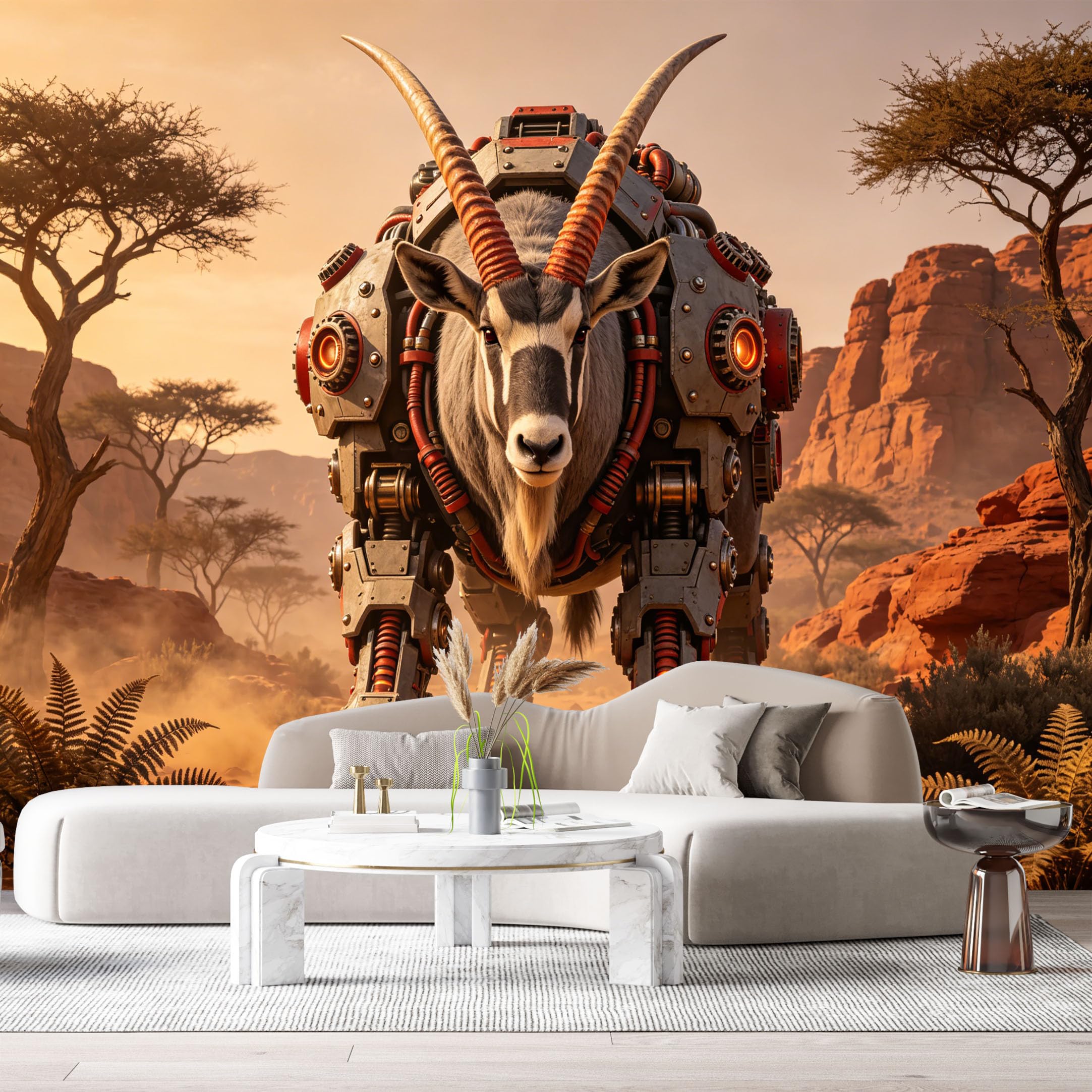 Custom Size Wall Mural Mechanical Animal Mech Desert Warrior SciFi Robotic Beast Future Armor SelfAdhesive Art Prints Removable Large Wallpaper Esports Room Game Room Tenant Room Studio