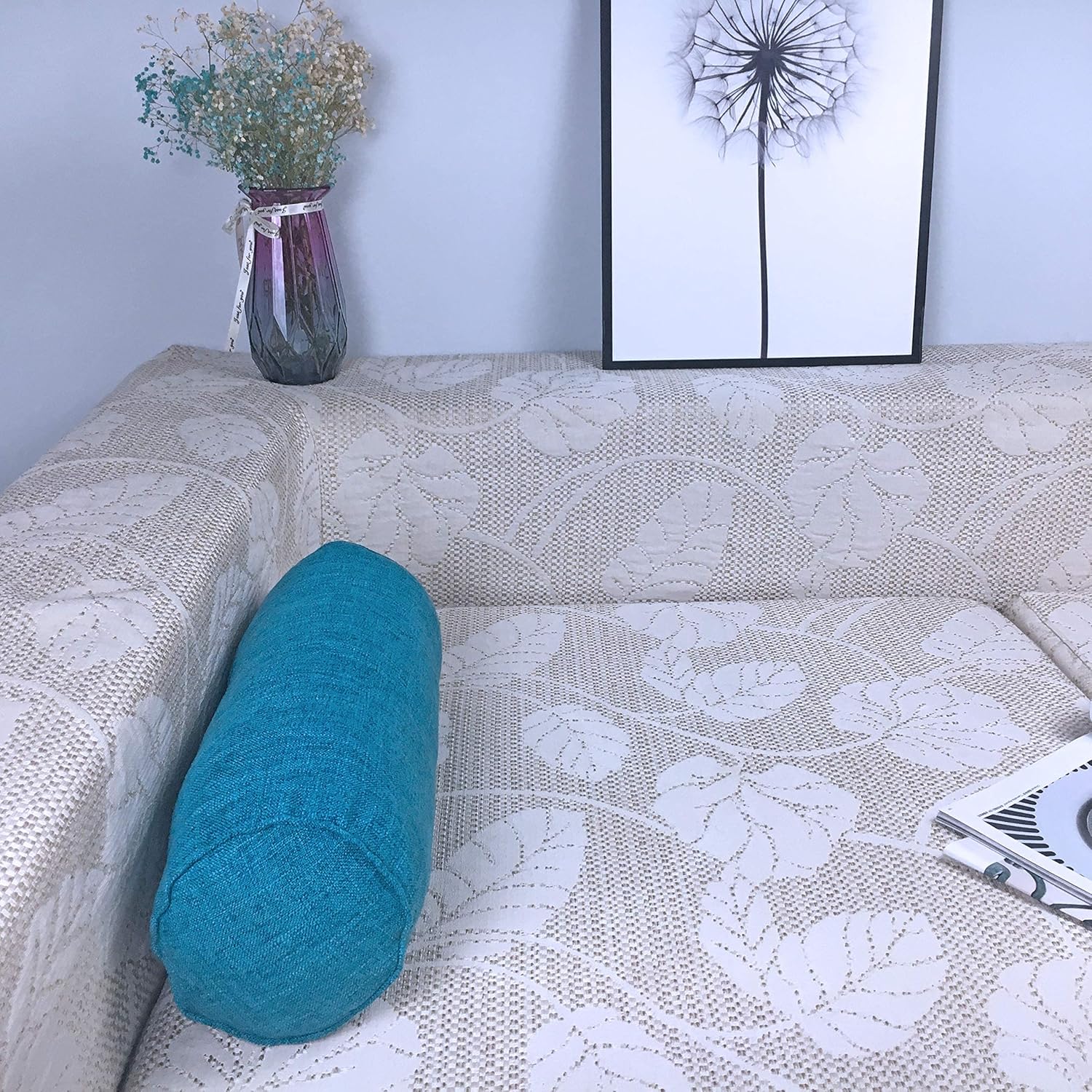 Round Neck Pillow Roll Cervical Support Pillows Neck Pain Relief Cylinder Bolster Pillows with Removable Washable Cover for Sleeping, Chair, Car, Sofa (2, Turquoise)