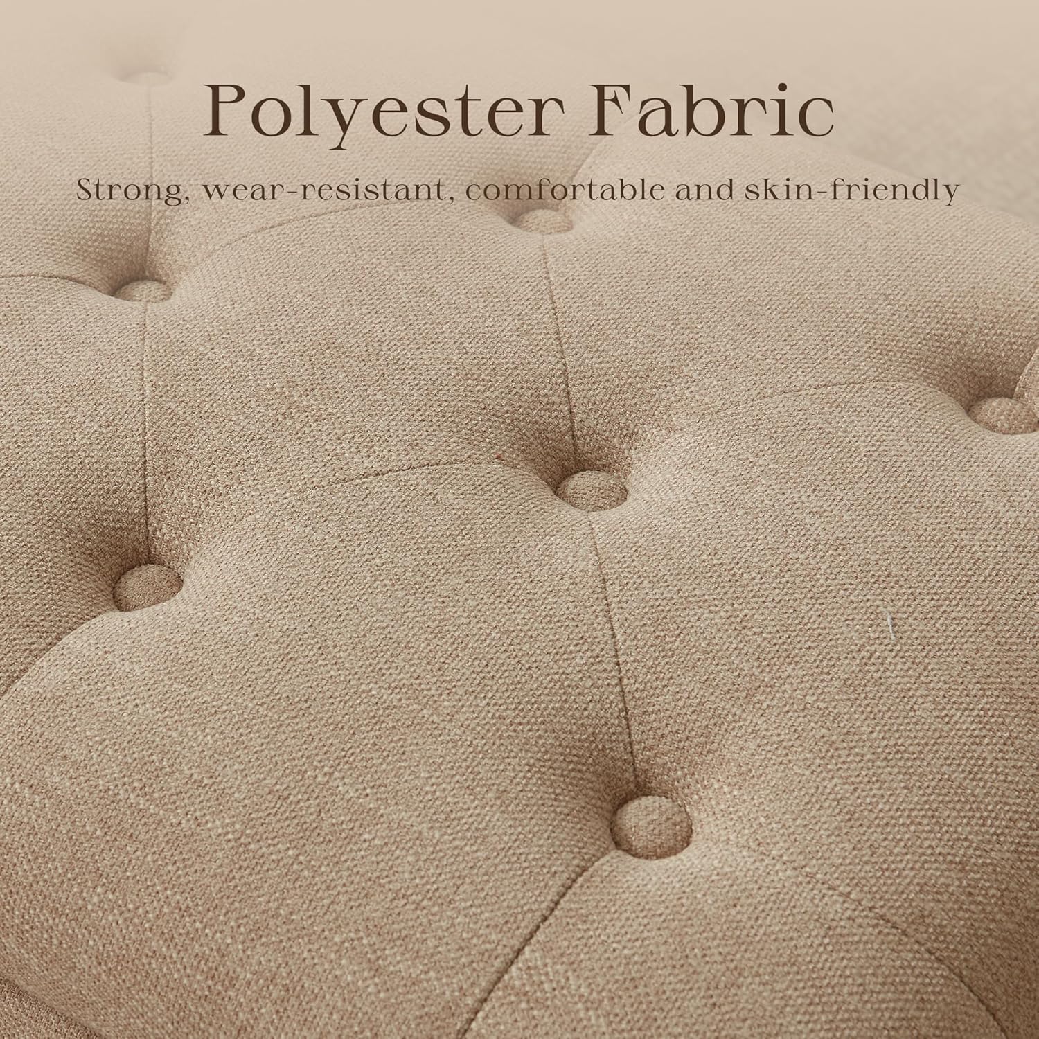 Small Ottoman with Storage, Upholstered Button Tufted Ottoman Foot Rest, Foot Stools, 24" Rectangle Bench with Storage for Living Room, Bedroom, Dorms and Apartments (Brown)