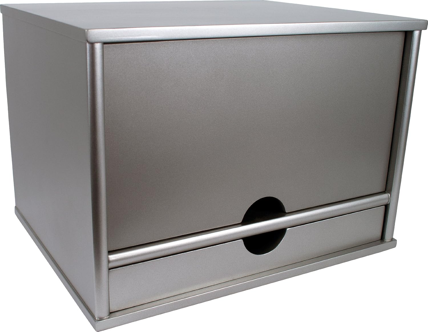 Victor Wood Desktop Organizer with Closing Door, S4720 (Classic Silver), No Assembly Required …
