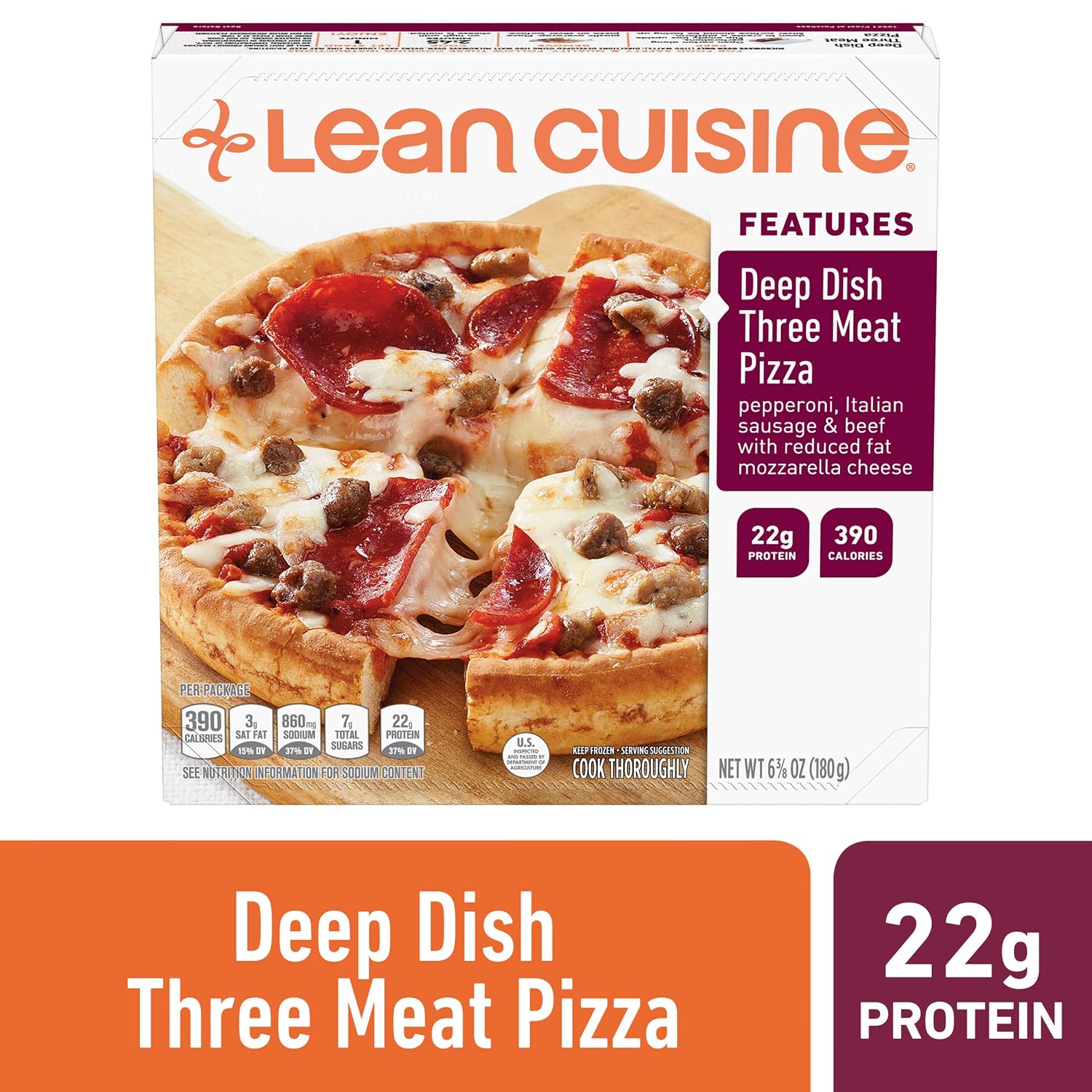 LEAN CUISINE COMFORT Deep Dish Three Meat Pizza 6.38 oz. Box | Delicious Frozen Meals