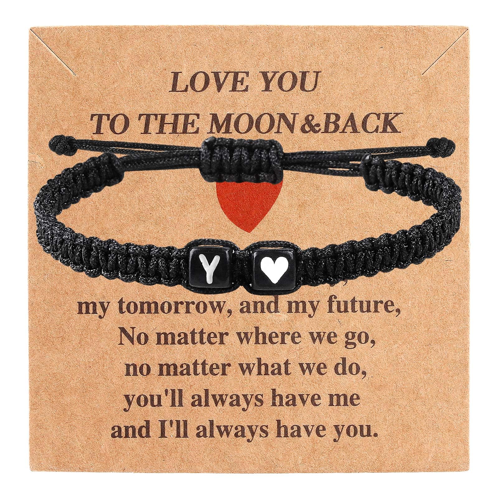 Valentines Day Gifts for Him Her Heart Love Letter Initial Matching Couple Bracelets for Women Men Teen Gifts Best Friend Graduation Birthday Gifts A-Z Braided Bracelet Son Daughter Dad Jewelry