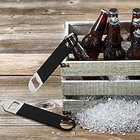 Vista 3 de Saedy Abrebotellas de cerveza de acero inoxidable, 6 piezas, abrebotellas plano recubierto de goma, negro