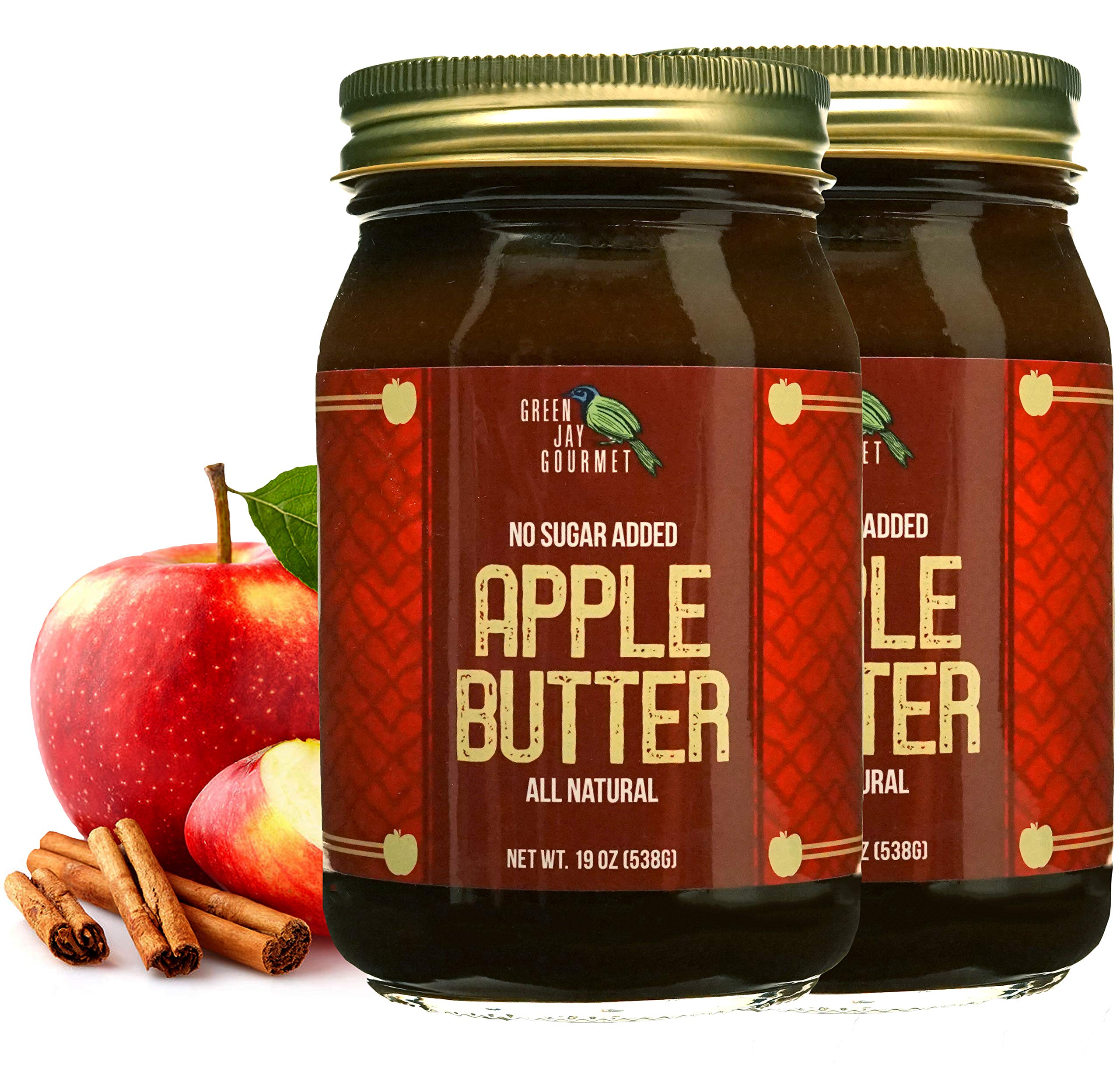 Green Jay Gourmet Low Sugar Apple Butter - All-Natural, Gluten-Free Fruit Spread - Apple Spread with Apples, Cinnamon & Spices - Gourmet Fruit Butter
