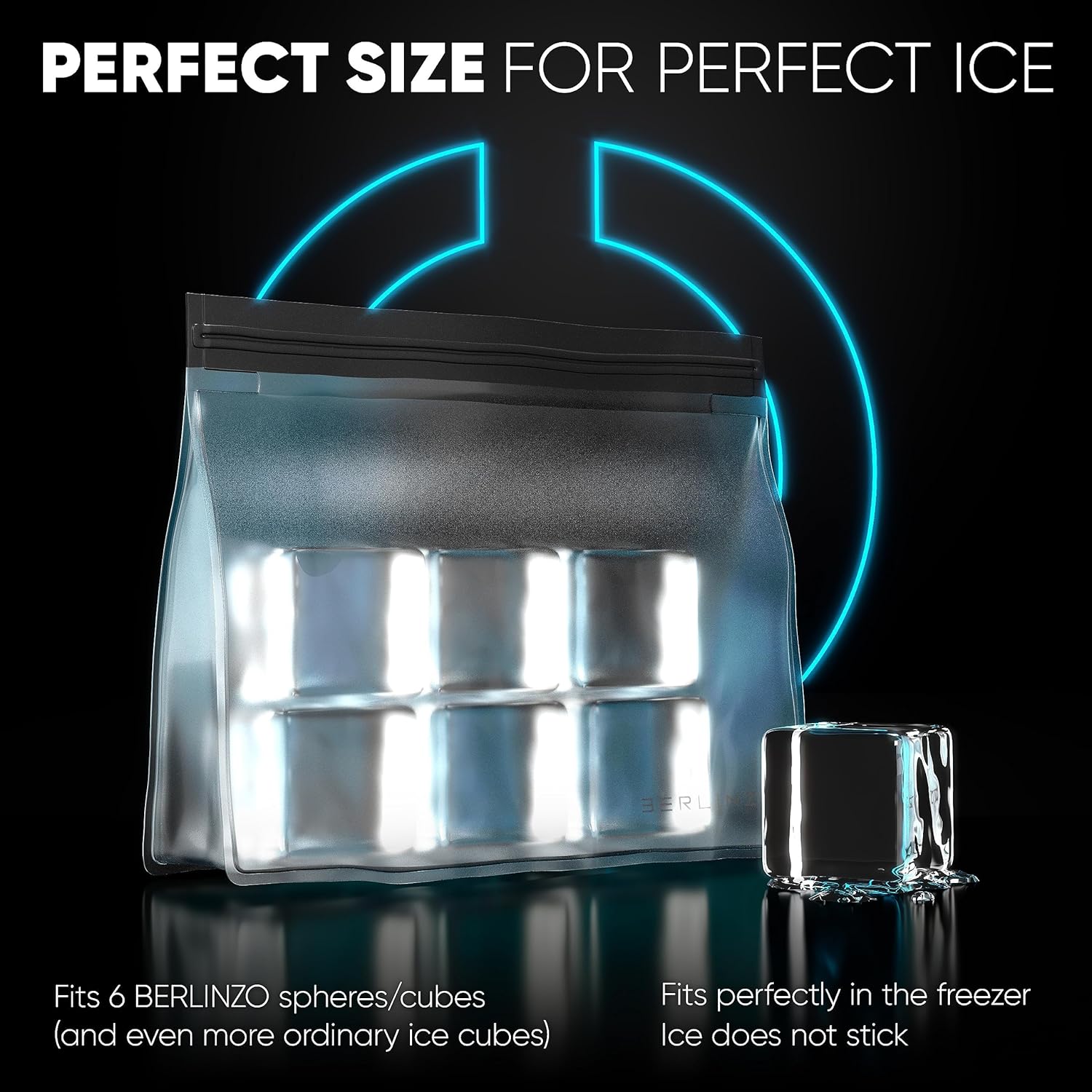 BERLINZO Reusable Ice Storage Bag - Freezer Safe Leak Proof Silicone and Plastic-Free Lunch Bag for Ice and Food Storage - BPA-Free - 2 Pack image 3