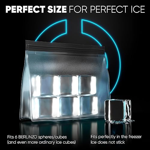 Miniatura 3 de BERLINZO Bolsa de almacenamiento de hielo reutilizable, apta para congelador, a prueba de fugas, de silicona y plástico, bolsa de almuerzo para