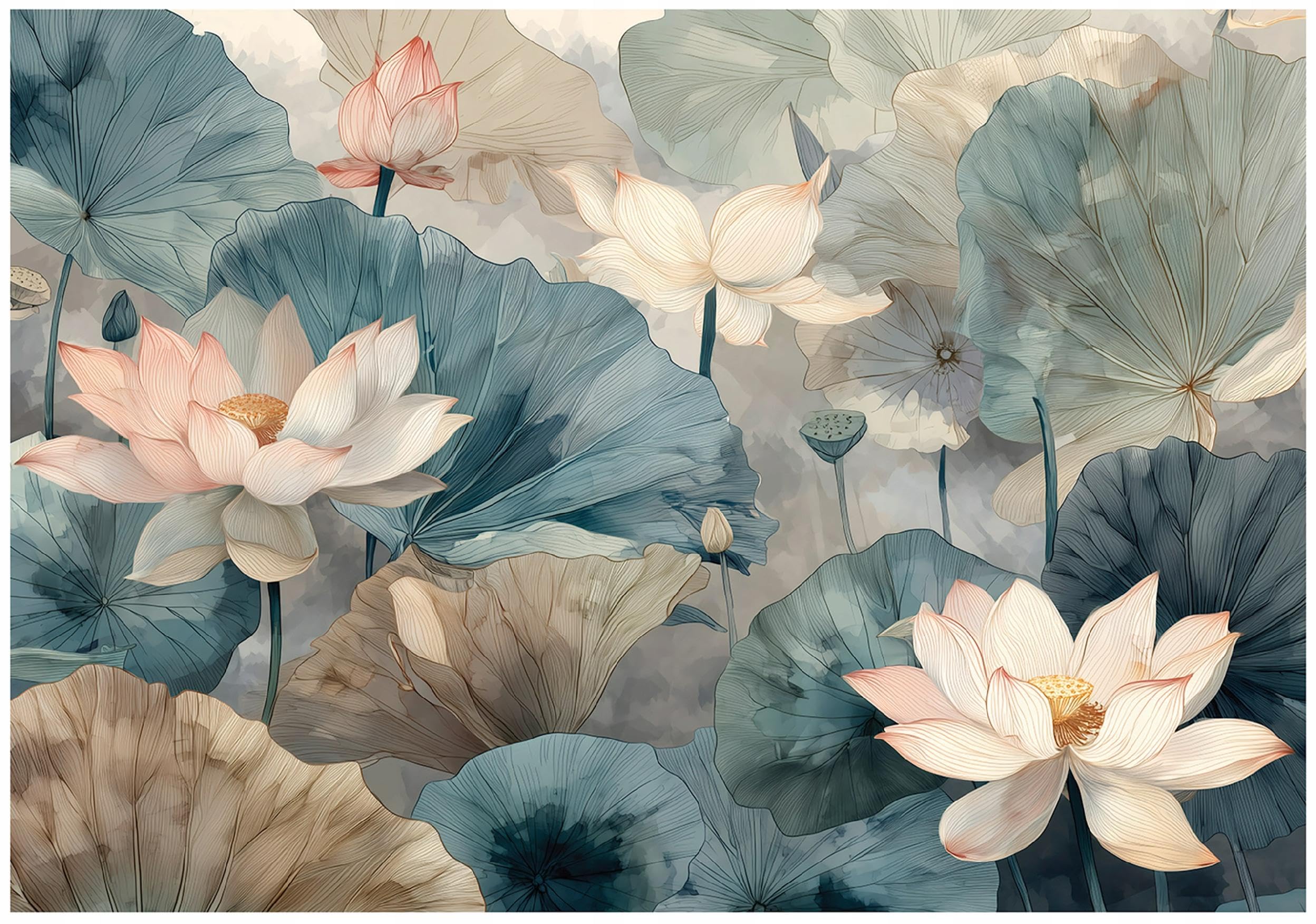 Wallarena Flowers, Green 2 Wall Mural Photo Wallpaper For Living Room & Bedroom 300 X 210 Cm