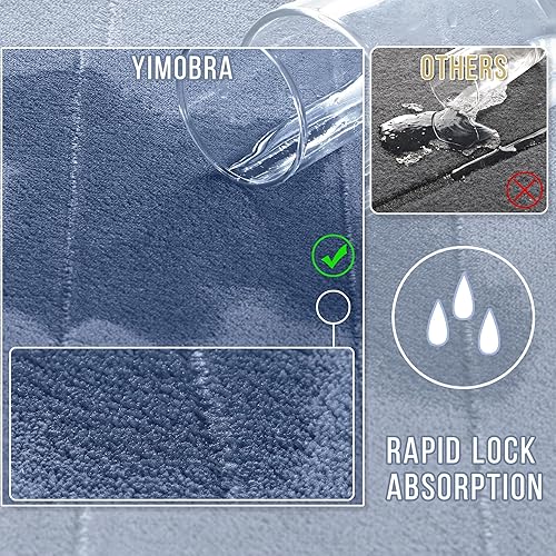Miniatura 4 de Yimobra Juego de tapetes de baño de espuma viscoelástica, 3 piezas, 44.1 x 24 + 31.5 x 19.8 pulgadas y en forma de U para alfombras de baño, tapetes