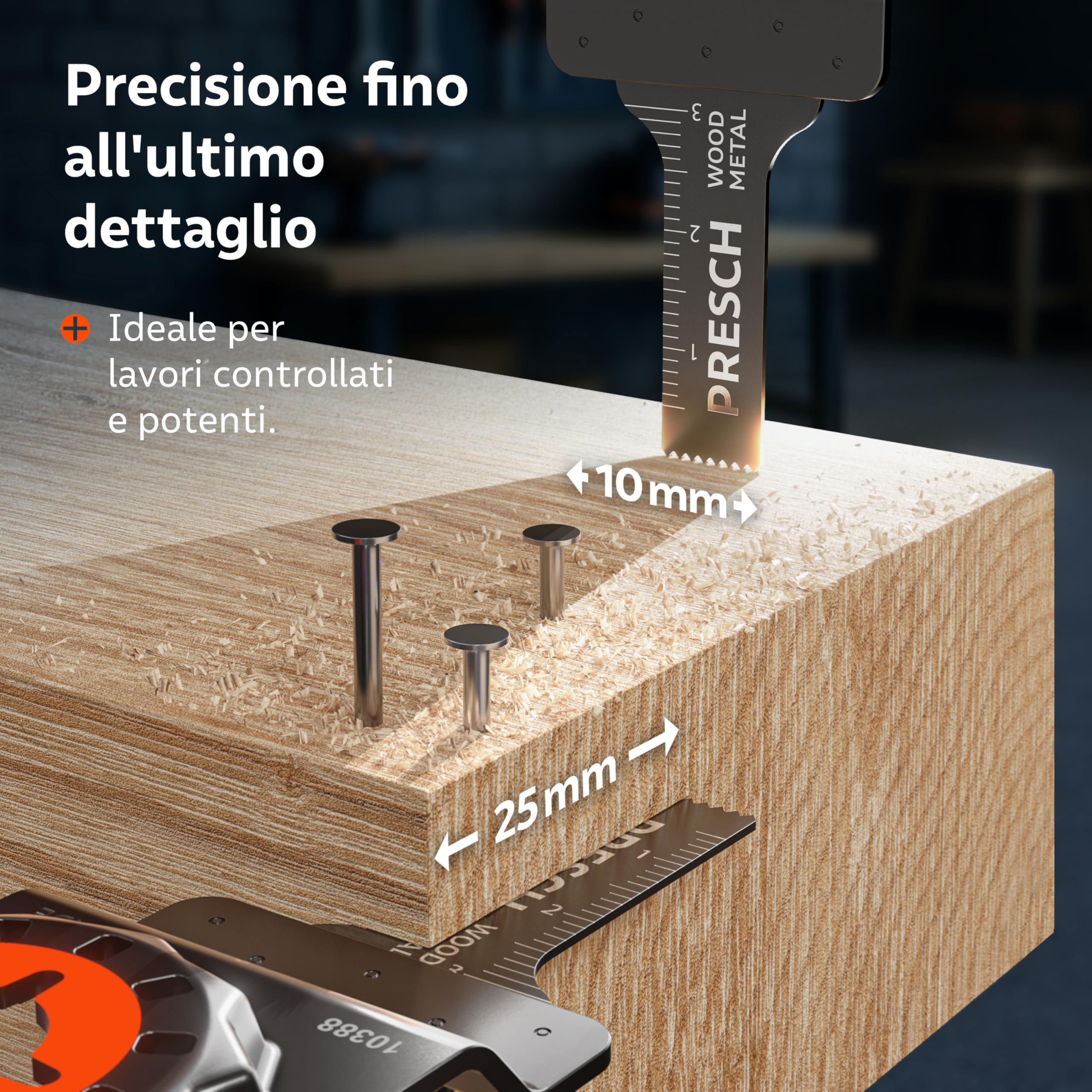 Presch Lame Multifunzione Legno e Metallo 25x10mm 5 pz. - Lame Starlock per sostituzione senza attrezzi - Taglio preciso con denti bimetallici e forma sfalsata - Accessori multiutensile professionale