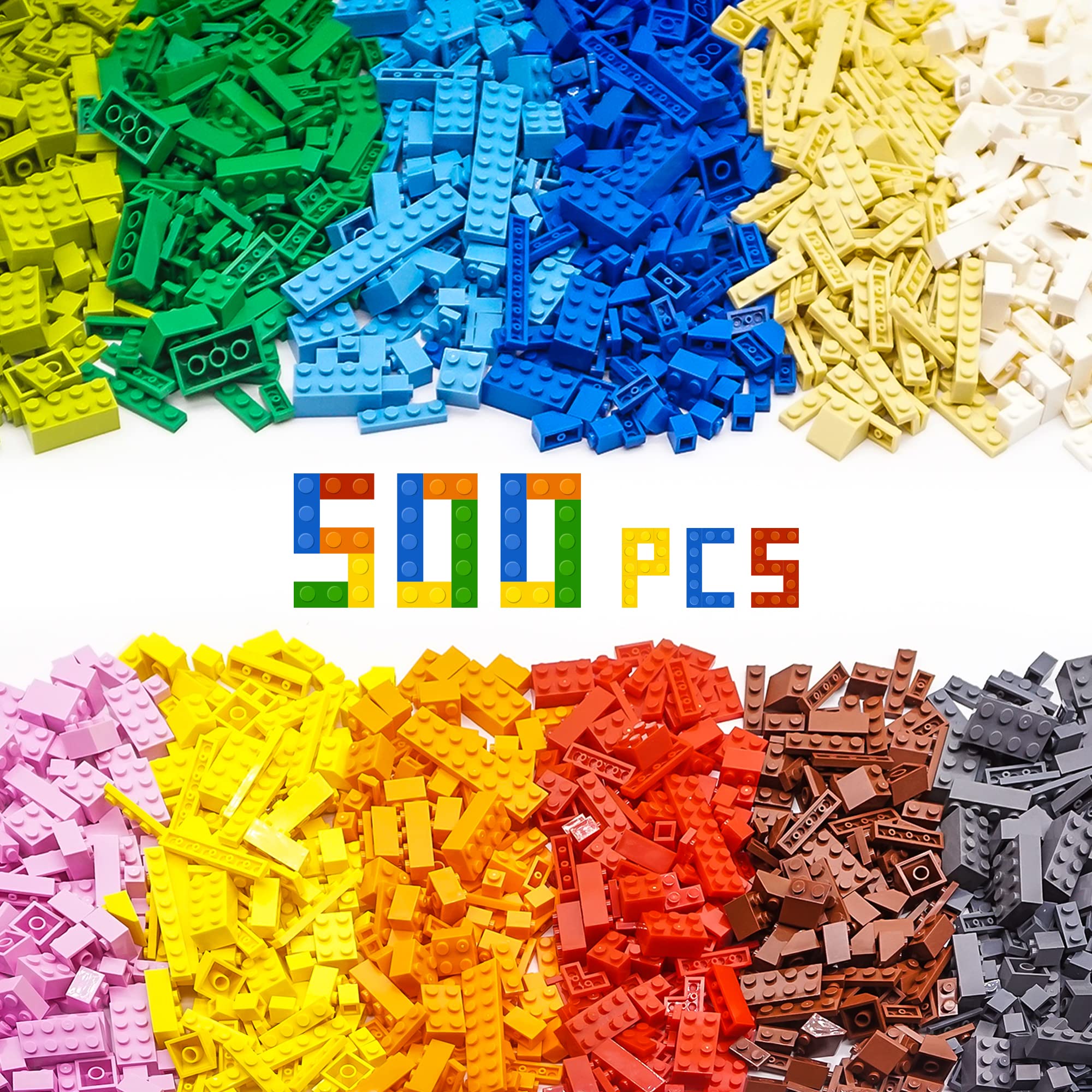 WYSWYG Classic Bricks, 500 Ladrillos clásicos por Caja, compatibles con Todas Las Marcas conocidas, Son un Gran Regalo para niños y niñas de 4 años en adelante.