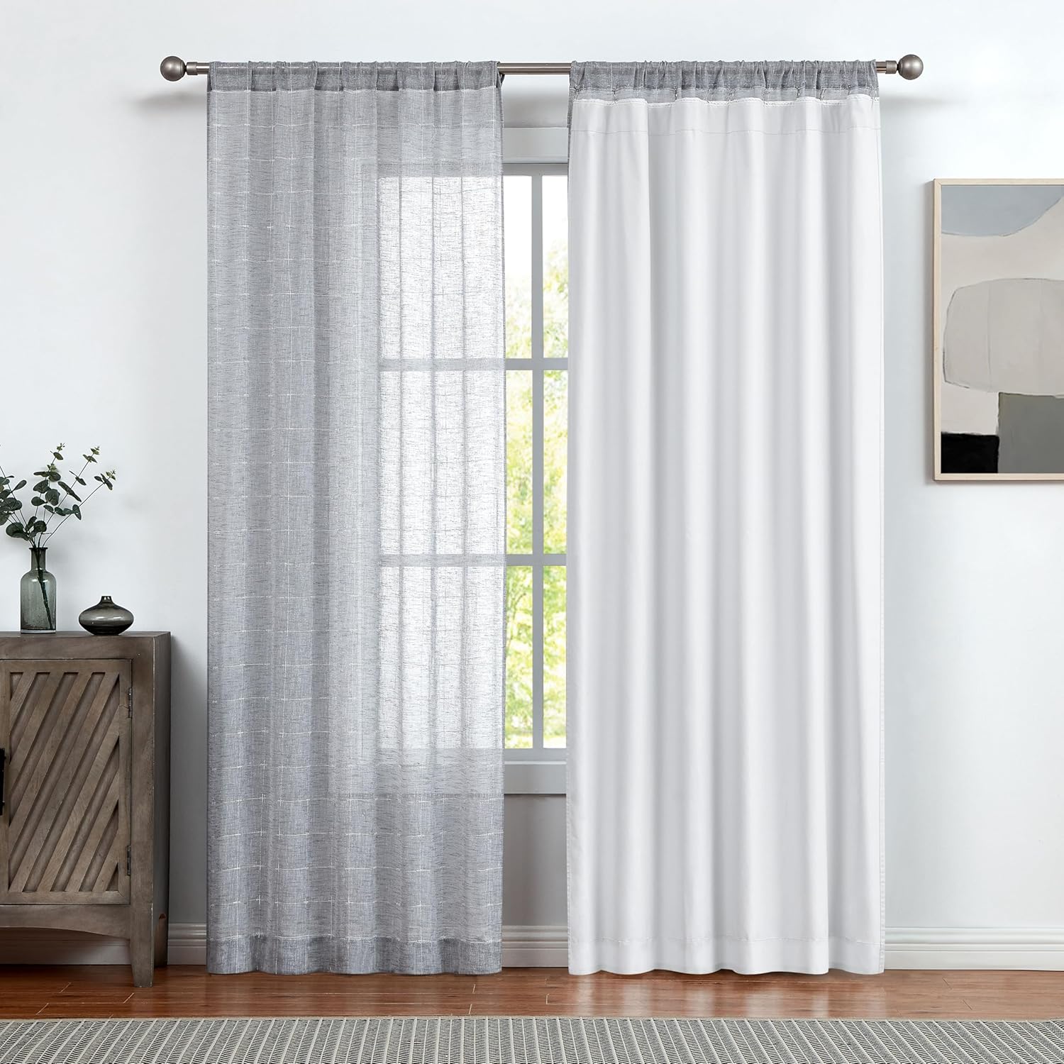 Central Park White Full Blackout Window Curtain Liner Panels Rod Pocket Bedroom Drape with 10 Hooks Microfiber Thermal Coating Triple Weave Window Treatment Sets 2 Panels (W48 x L92 x2 inches, White)