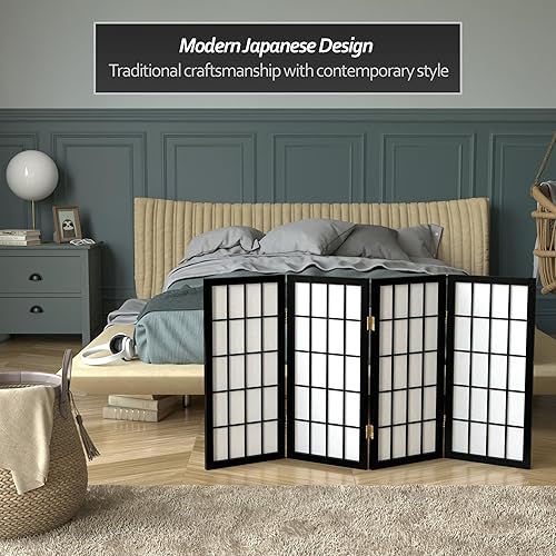 Miniatura 2 de Biombo portátil simple de 2 pies Biombo diseño Shoji, clásico diseño japonés 4 anchuras, 6 colores